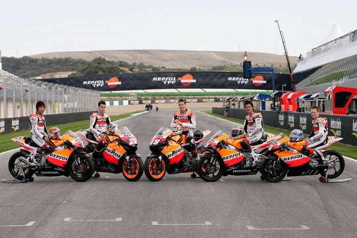Repsol MotoGP, pilotos de 250 y 125: Dani Pedrosa, Nicky Hayden, Sebastian Porto, Shuhei Aoyama y Bradley Smith