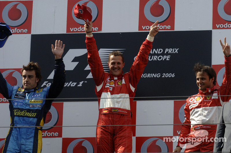 2006: 1. Michael Schumacher, 2. Fernando Alonso, 3. Felipe Massa