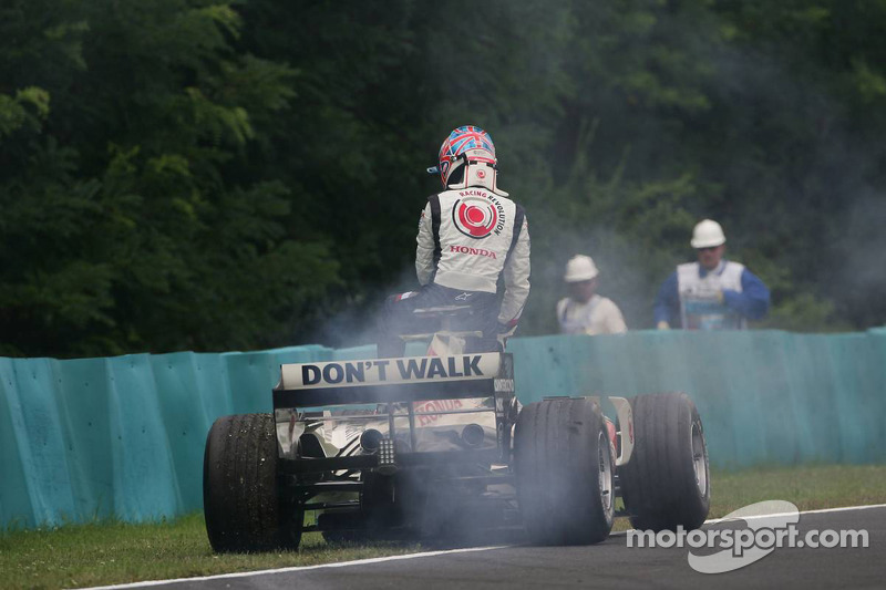 Jenson Button after his motor blew up