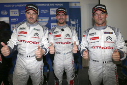 Qualifying top three, Jose Maria Lopez, Yvan Muller, Sébastien Loeb, Citroën Total WTCC