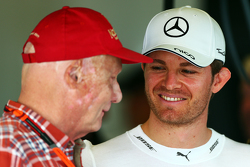 Niki Lauda, Mercedes Non-Executive Chairman with Nico Rosberg, Mercedes AMG F1