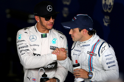 Ganador de la pole de Lewis Hamilton, Mercedes AMG F1 Team y tercer lugar Felipe Massa, Williams F1 Team