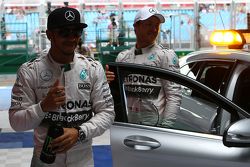 Pole winner Lewis Hamilton, Mercedes AMG F1 W06 and second place Nico Rosberg, Mercedes AMG F1