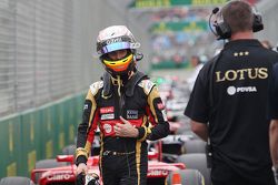 Romain Grosjean, Lotus F1 Team in parc ferme