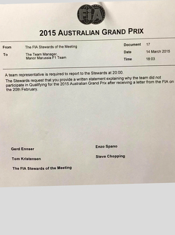 Una nota para Manor F1 Team