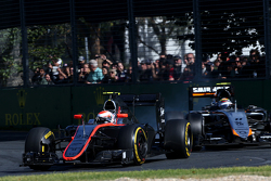 Jenson Button, McLaren Honda and Sergio Perez, Sahara Force India