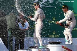 Race winner Lewis Hamilton, Mercedes AMG F1, second place Nico Rosberg, Mercedes AMG F1 W06