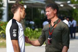 (L to R): Jenson Button, McLaren with David Coulthard, Red Bull Racing and Scuderia Toro Advisor / BBC Television Commentator