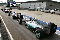 Nico Rosberg, Mercedes AMG F1 W06 in the queue at the end of the pit lane