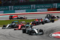 Lewis Hamilton, Mercedes AMG F1 W06 leads at the start of the race