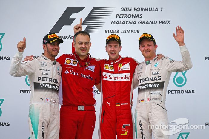 2015: 1. Sebastian Vettel, 2. Lewis Hamilton, 3. Nico Rosberg