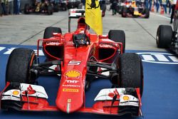 El Ferrari SF15-T del ganador de la carrera, Sebastian Vettel en el  parc ferme