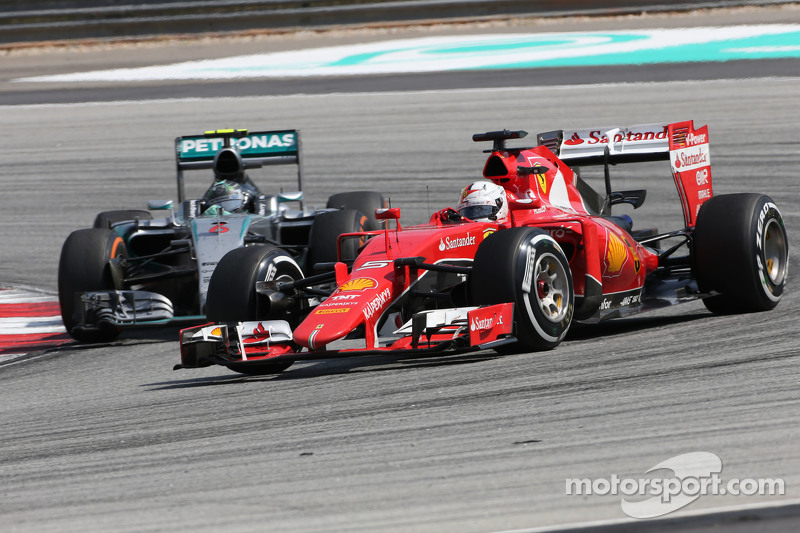 Sebastian Vettel, Scuderia Ferrari en Nico Rosberg, Mercedes AMG F1 Team