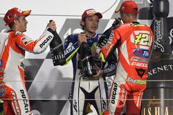 Podium: race winner Valentino Rossi, second place Andrea Dovizioso, third place Andrea Iannone