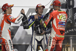 Podium: race winner Valentino Rossi, second place Andrea Dovizioso, third place Andrea Iannone