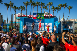 Podium: Second place Jean-Eric Vergne, Andretti Autosport, Race winner Nelson Piquet Jr., and third place Lucas di Grassi, Audi Sport ABT