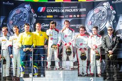 Podium: Second place #77 BMW Sports Trophy Team Brasil BMW Z4: Maxime Martin, Dirk Muller, Race winner #3 Belgian Audi Club Team WRT Audi R8 LMS Ultra: Stephane Richelmi, Stephane Ortelli and Third place #2 Belgian Audi Club Team WRT Audi R8 LMS Ultra: Ch