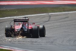 Sebastian Vettel, Ferrari SF15-T sends sparks flying