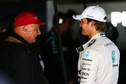 Niki Lauda, Mercedes Non-Executive Chairman with Nico Rosberg, Mercedes AMG F1