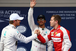 Nico Rosberg, Mercedes F1, Lewis Hamilton, Mercedes F1 and Sebastian Vettel, Ferrari