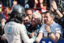 Nico Rosberg Mercedes AMG F1 celebrates his second position with the team in parc ferme