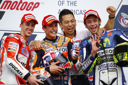 Podium: second place Andrea Dovizioso, Ducati Team and winner Marc Marquez, Repsol Honda Team and th