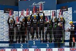 LMP2 podium: winners Roman Rusinov, Julien Canal, Sam Bird, second place Gustavo Yacaman, Pipo Derani, Ricardo Gonzalez, third place Scott Sharp, Ryan Dalziel, David Heinemeier Hansson