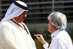 Sheikh Mohammed bin Essa Al Khalifa CEO of the Bahrain Economic Development Board and McLaren Shareholder with Bernie Ecclestone.