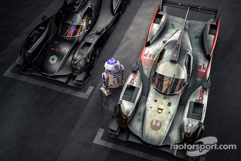 R2-D2  bekijkt de ORECA X-Wing en DarkSide spec 05