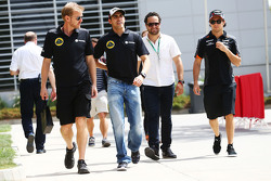 Pastor Maldonado, Lotus F1 Team with Andy Stobart, Lotus F1 Team Press Officer,