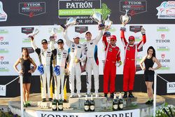 GTLM Podium: Third place #3 Corvette Racing Chevrolet Corvette C7.R: Jan Magnussen, Antonio Garcia, race winner#25 BMW Team RLL BMW Z4 GTE: Bill Auberlen, Dirk Werner and second place #62 Risi Competizione Ferrari F458: Pierre Kaffer, Giancarlo Fisichella