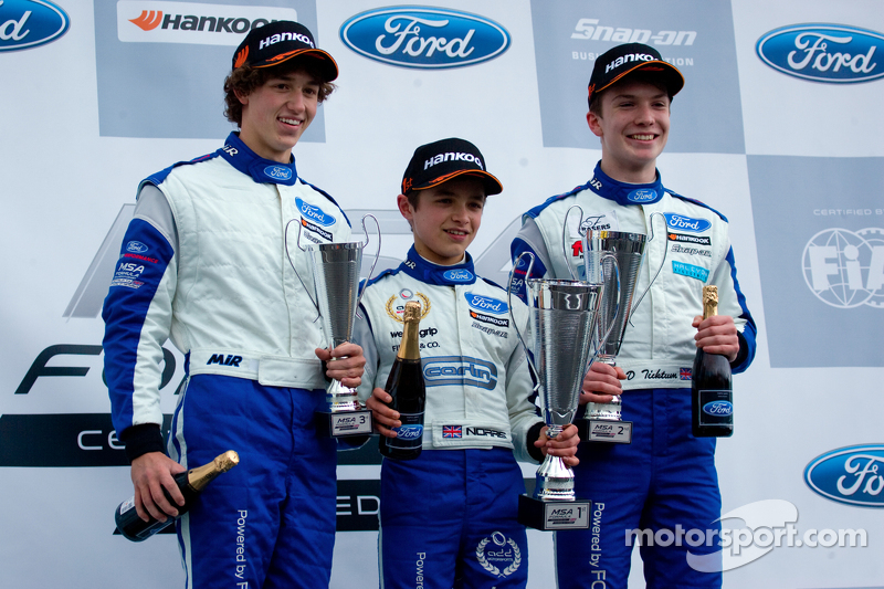 Podium From Left: Matheus Leist Lando Norris and Daniel Ticktum