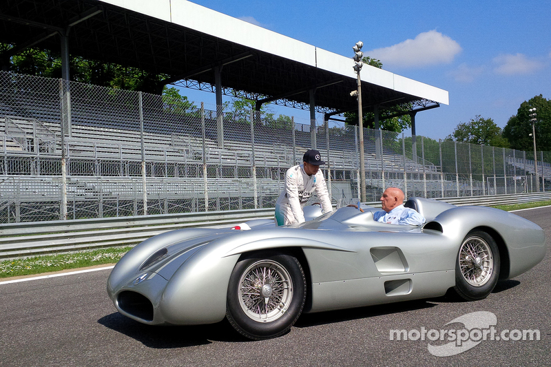 Lewis Hamilton, Mercedes F1, und Sir Stirling Moss in Monza