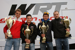 Second place Pierre Kaffer and Laurens Vanthoor and winners Christopher Mies and Nico Müller, Audi Sport Team WRT