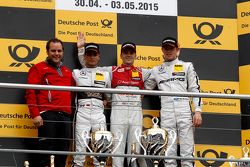 Podium: 2. Pascal Wehrlein, HWA AG, Mercedes-AMG C63 DTM; 1. Jamie Green, Audi Sport Team Rosberg, A