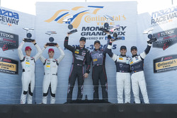 GTD Podium: Winners #73 Park Place Motorsports Porsche 911 GT America: Patrick Lindsey, Spencer Pumpelly, second place 4#48 Paul Miller Racing Audi R8 LMS: Christopher Haase, Dion von Moltked third placed #23 Alex Job Racing Porsche 911 GT America: Ian Ja