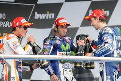 Podium: race winner Jorge Lorenzo, second place Marc Marquez, third place Valentino Rossi