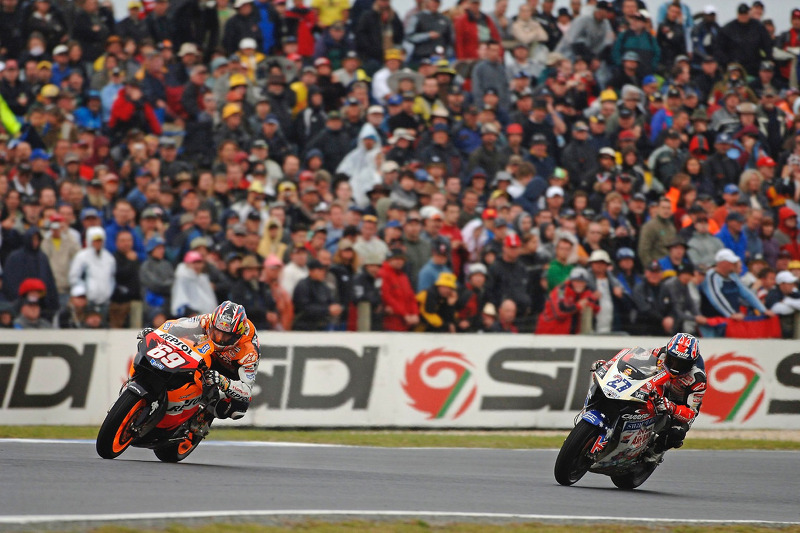 Nicky Hayden, Repsol Honda; Casey Stoner, LCR Honda