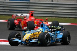 Giancarlo Fisichella leads Michael Schumacher