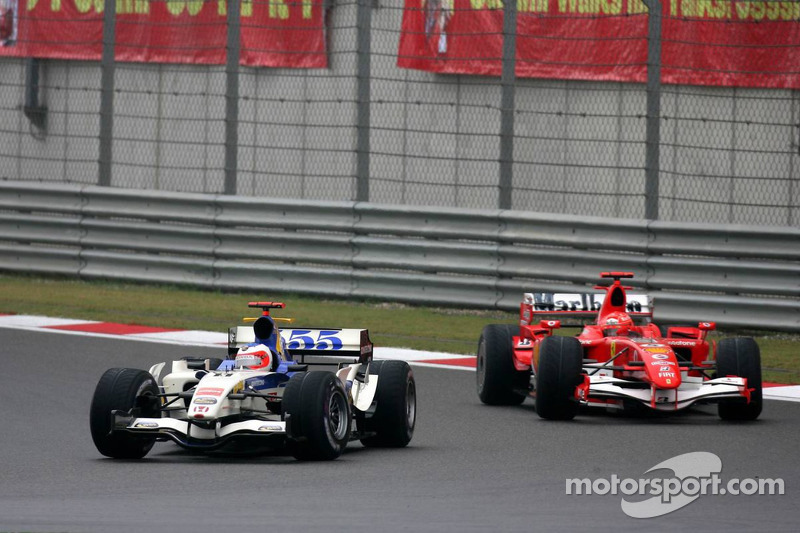 Rubens Barrichello leads Michael Schumacher