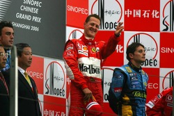 Podium: race winner Michael Schumacher with Fernando Alonso and Giancarlo Fisichella