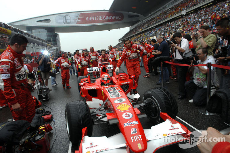 Michael Schumacher on the starting grid