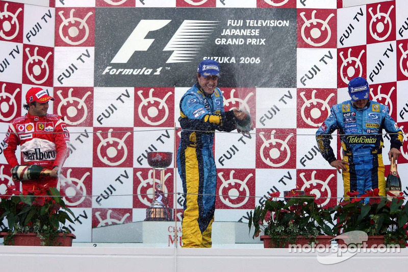 2006 Podium: Fernando Alonso Renault. 2. Felipe Massa, Ferrari 3. Giancarlo Fisicehlla, Renault