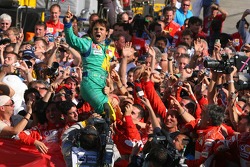 Race winner Felipe Massa celebrates