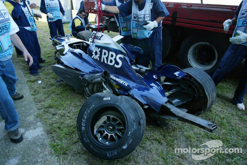 The wrecked car of Nico Rosberg