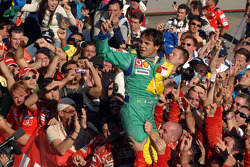 Race winner Felipe Massa celebrates