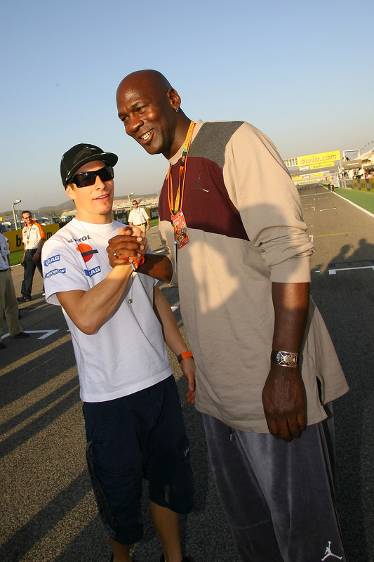 Nicky Hayden mit Michael Jordan, Basketballspieler