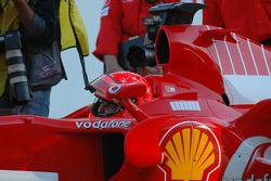 Michael Schumacher his Scuderia Ferrari 248 F1 for last time