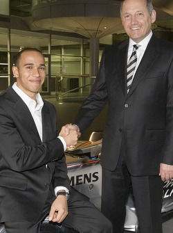 Lewis Hamilton and Ron Dennis at the McLaren Technology Centre