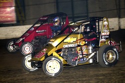 Tony Stewart (20) battles with Chili Bowl Cinderella story Gary